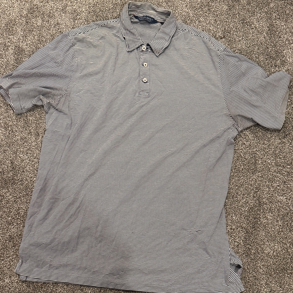 Ralph Lauren Men's Polo Golf Shirt - Black and White Stripes
